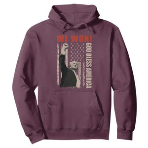 Trump 2024 Hoodie We Won God Bless America TS09 Maroon Print Your Wear