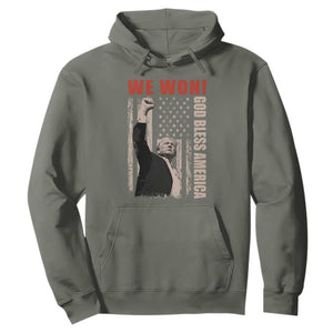 Trump 2024 Hoodie We Won God Bless America TS09 Military Green Print Your Wear