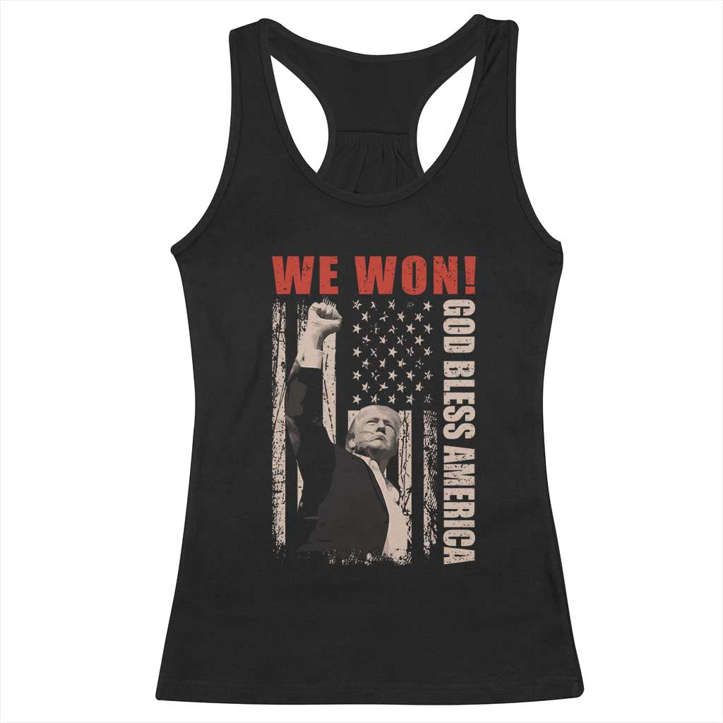 Trump 2024 Racerback Tank Top We Won God Bless America TS09 Black Print Your Wear