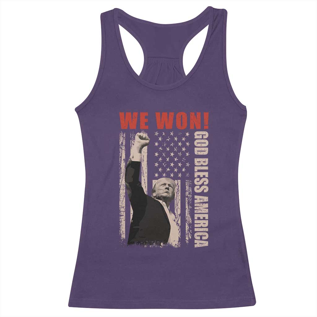 Trump 2024 Racerback Tank Top We Won God Bless America TS09 Purple Print Your Wear