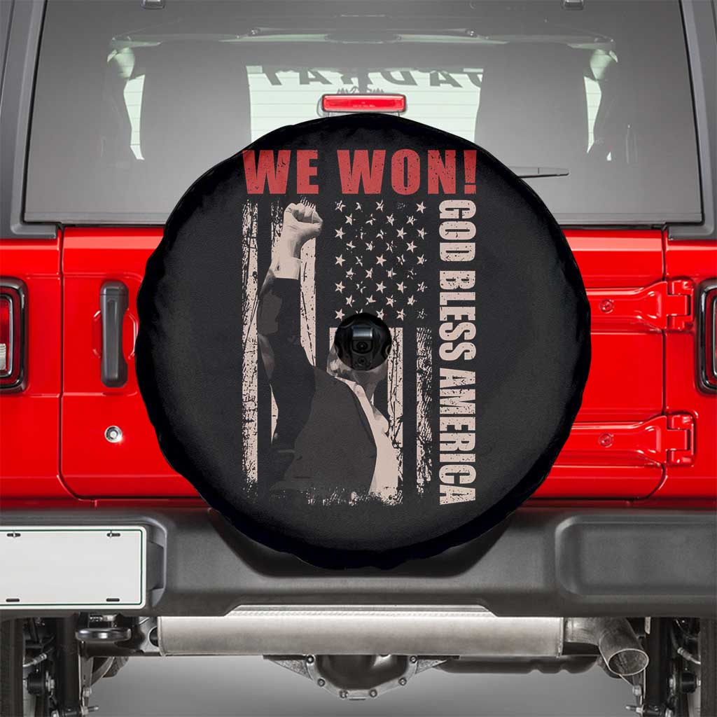 Trump 2024 Spare Tire Cover We Won God Bless America TS09 Black Print Your Wear