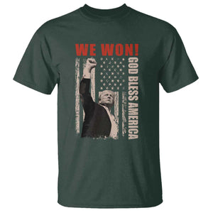 Trump 2024 T Shirt We Won God Bless America TS09 Dark Forest Green Print Your Wear