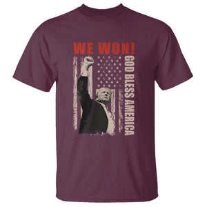 Trump 2024 T Shirt We Won God Bless America TS09 Maroon Print Your Wear