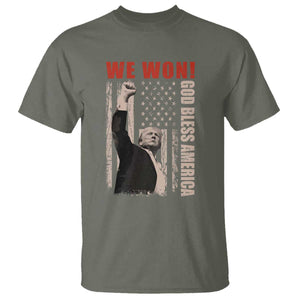 Trump 2024 T Shirt We Won God Bless America TS09 Military Green Print Your Wear