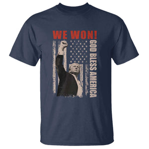 Trump 2024 T Shirt We Won God Bless America TS09 Navy Print Your Wear