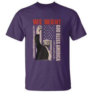Trump 2024 T Shirt We Won God Bless America TS09 Purple Print Your Wear