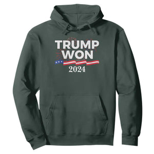 Trump Won 2024 Hoodie US President American Firework Patriotic TS09 Dark Forest Green Print Your Wear