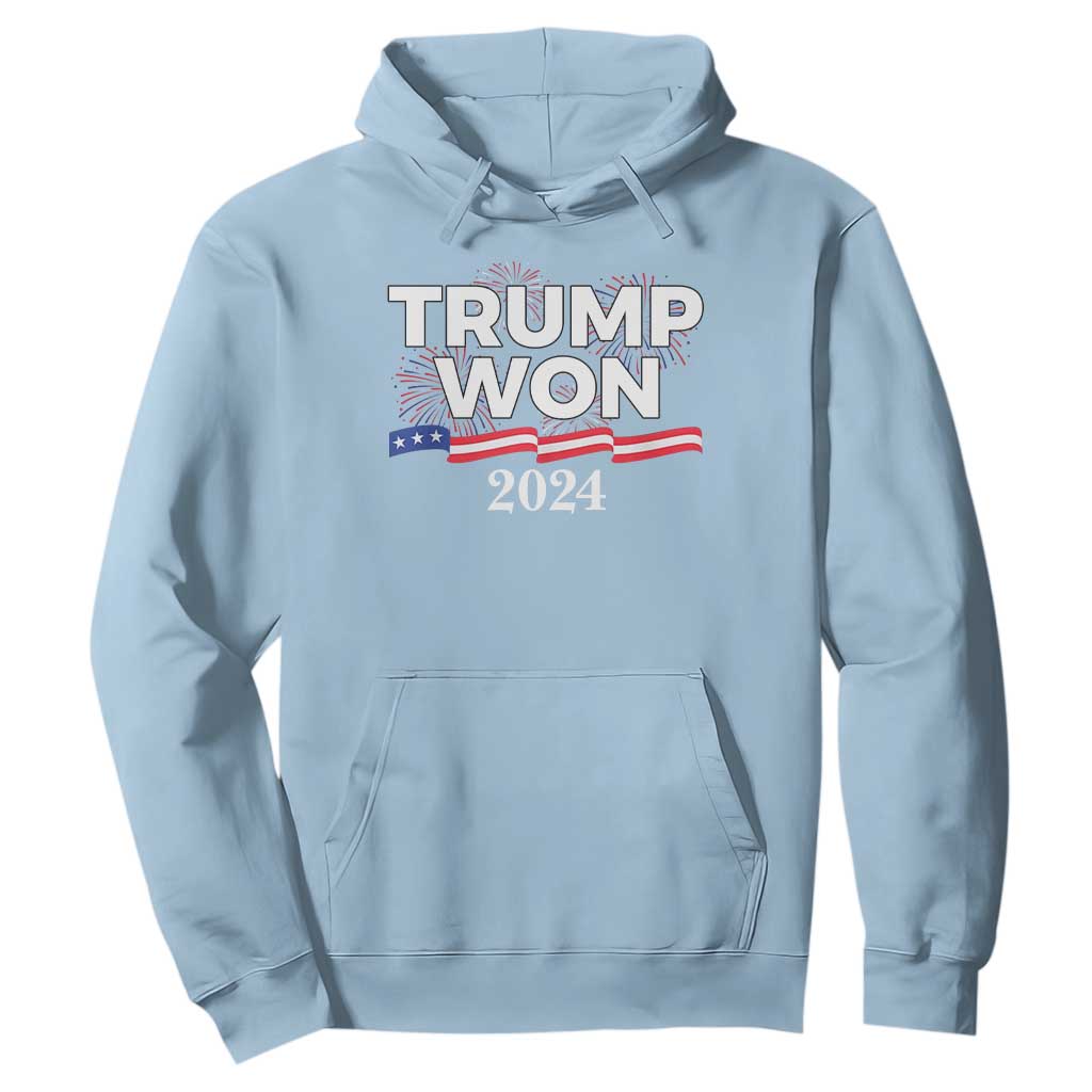Trump Won 2024 Hoodie US President American Firework Patriotic TS09 Light Blue Print Your Wear