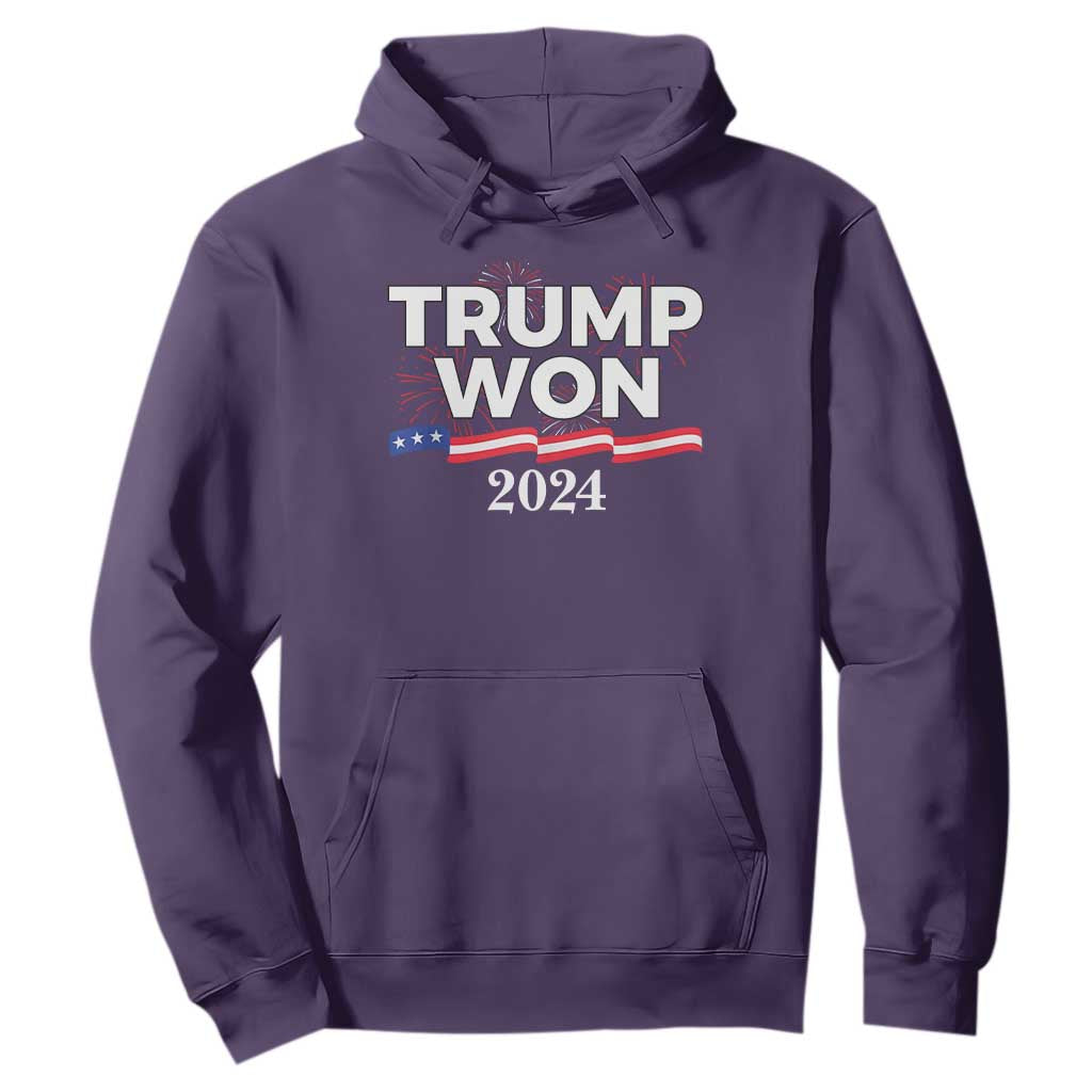 Trump Won 2024 Hoodie US President American Firework Patriotic TS09 Purple Print Your Wear