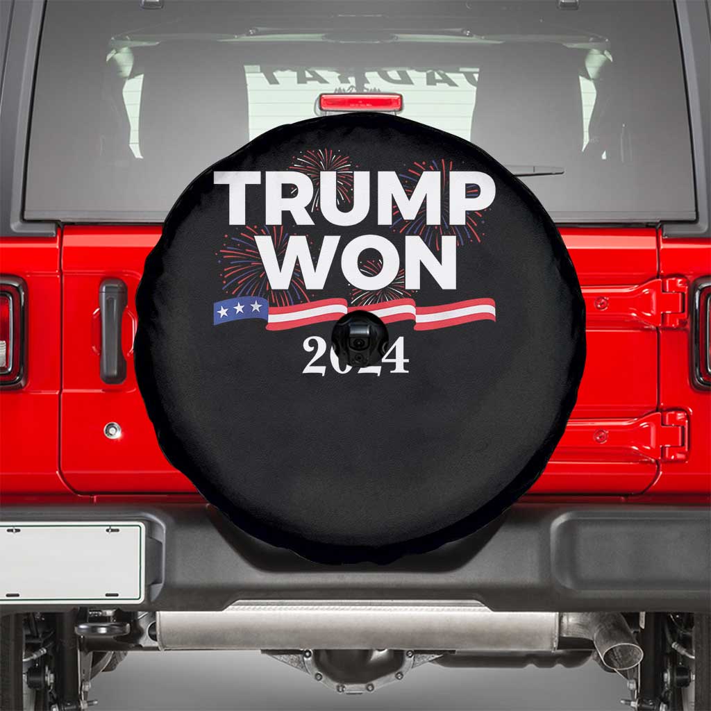 Trump Won 2024 Spare Tire Cover US President American Firework Patriotic TS09 Black Print Your Wear