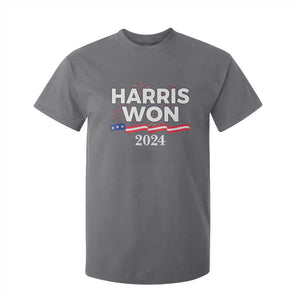 Harris Won 2024 T Shirt For Kid US President American Firework Patriotic TS09 Charcoal Print Your Wear