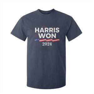 Harris Won 2024 T Shirt For Kid US President American Firework Patriotic TS09 Navy Print Your Wear