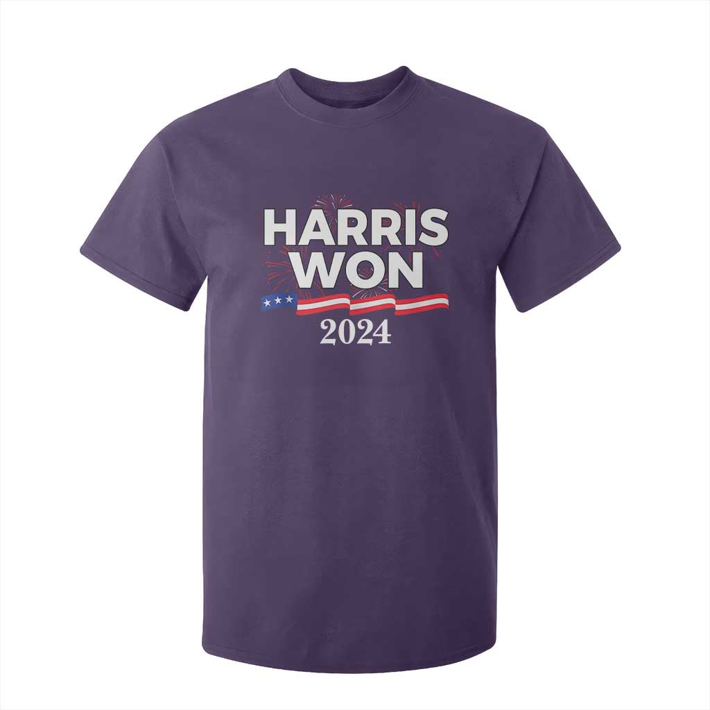 Harris Won 2024 T Shirt For Kid US President American Firework Patriotic TS09 Purple Print Your Wear