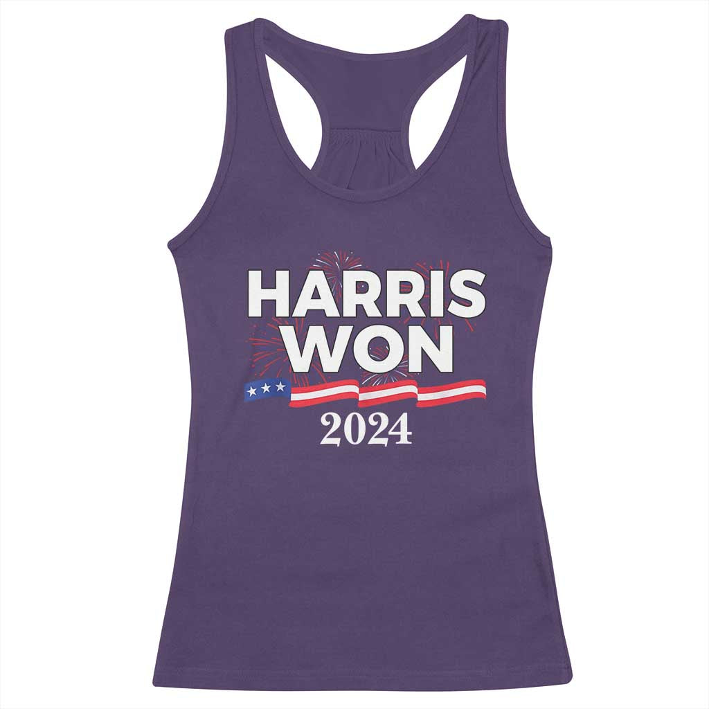 Harris Won 2024 Racerback Tank Top US President American Firework Patriotic TS09 Purple Print Your Wear