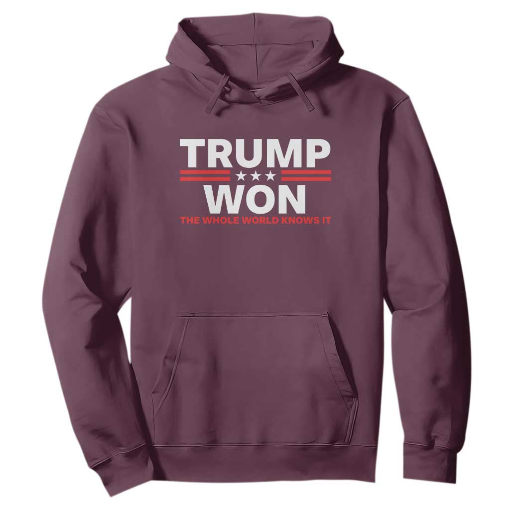 Trump Won 2024 Hoodie The Whole World Knows It TS09 Maroon Print Your Wear