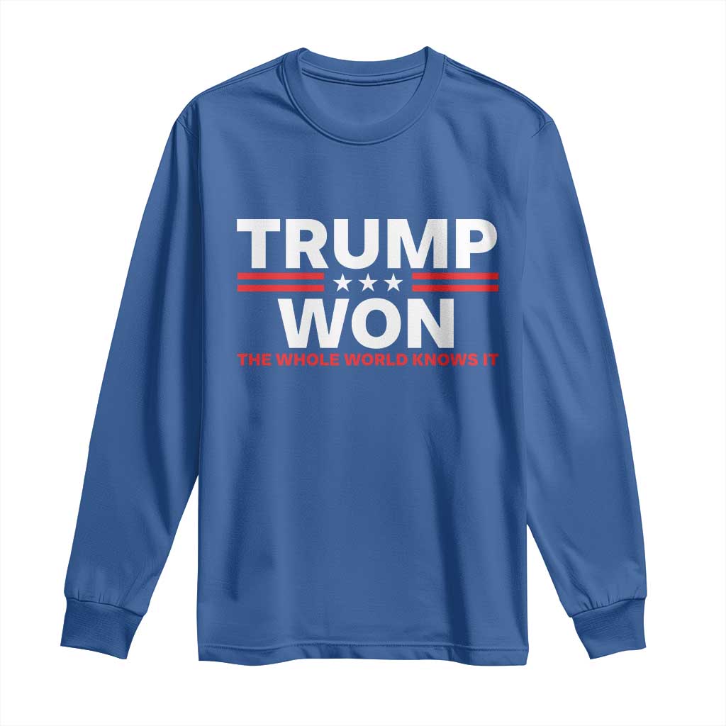 Trump Won 2024 Long Sleeve Shirt The Whole World Knows It TS09 Royal Blue Print Your Wear