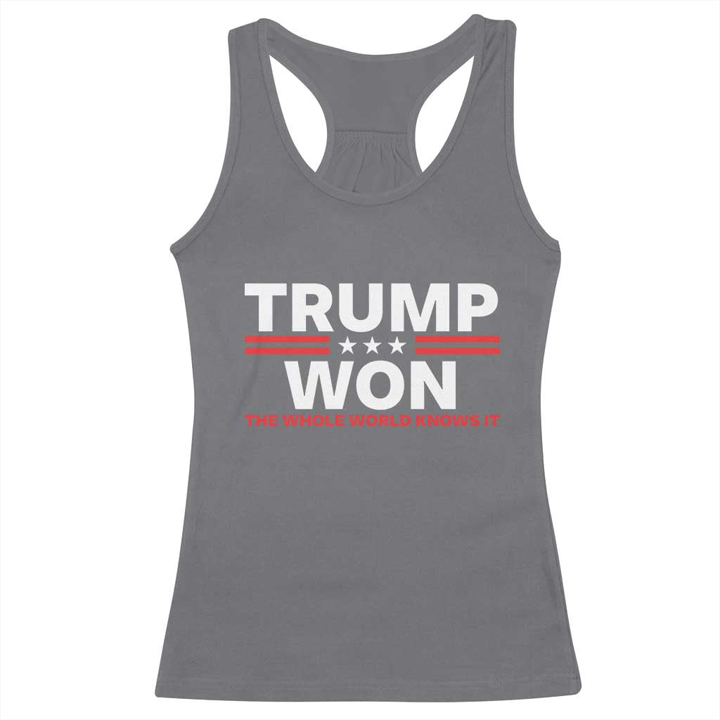 Trump Won 2024 Racerback Tank Top The Whole World Knows It TS09 Charcoal Print Your Wear