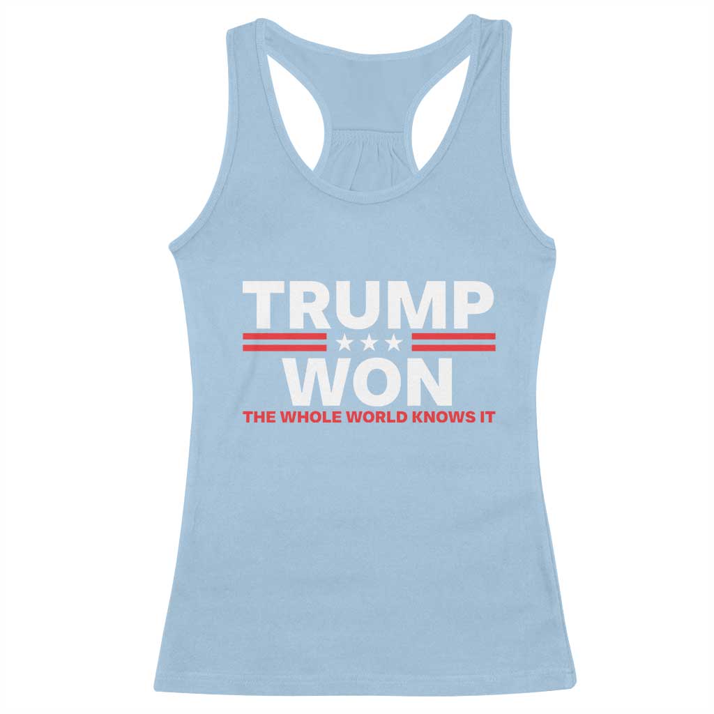 Trump Won 2024 Racerback Tank Top The Whole World Knows It TS09 Light Blue Print Your Wear