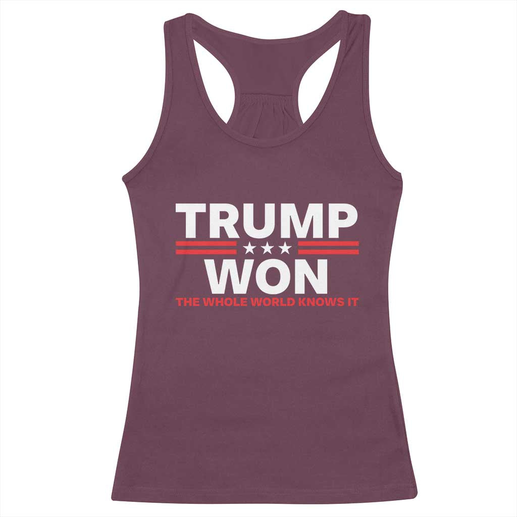 Trump Won 2024 Racerback Tank Top The Whole World Knows It TS09 Maroon Print Your Wear
