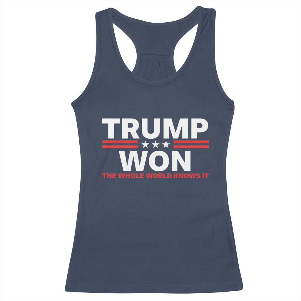 Trump Won 2024 Racerback Tank Top The Whole World Knows It TS09 Navy Print Your Wear