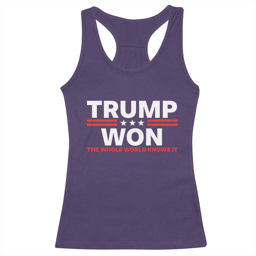 Trump Won 2024 Racerback Tank Top The Whole World Knows It TS09 Purple Print Your Wear