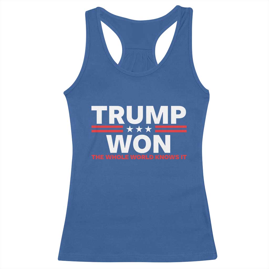 Trump Won 2024 Racerback Tank Top The Whole World Knows It TS09 Royal Blue Print Your Wear