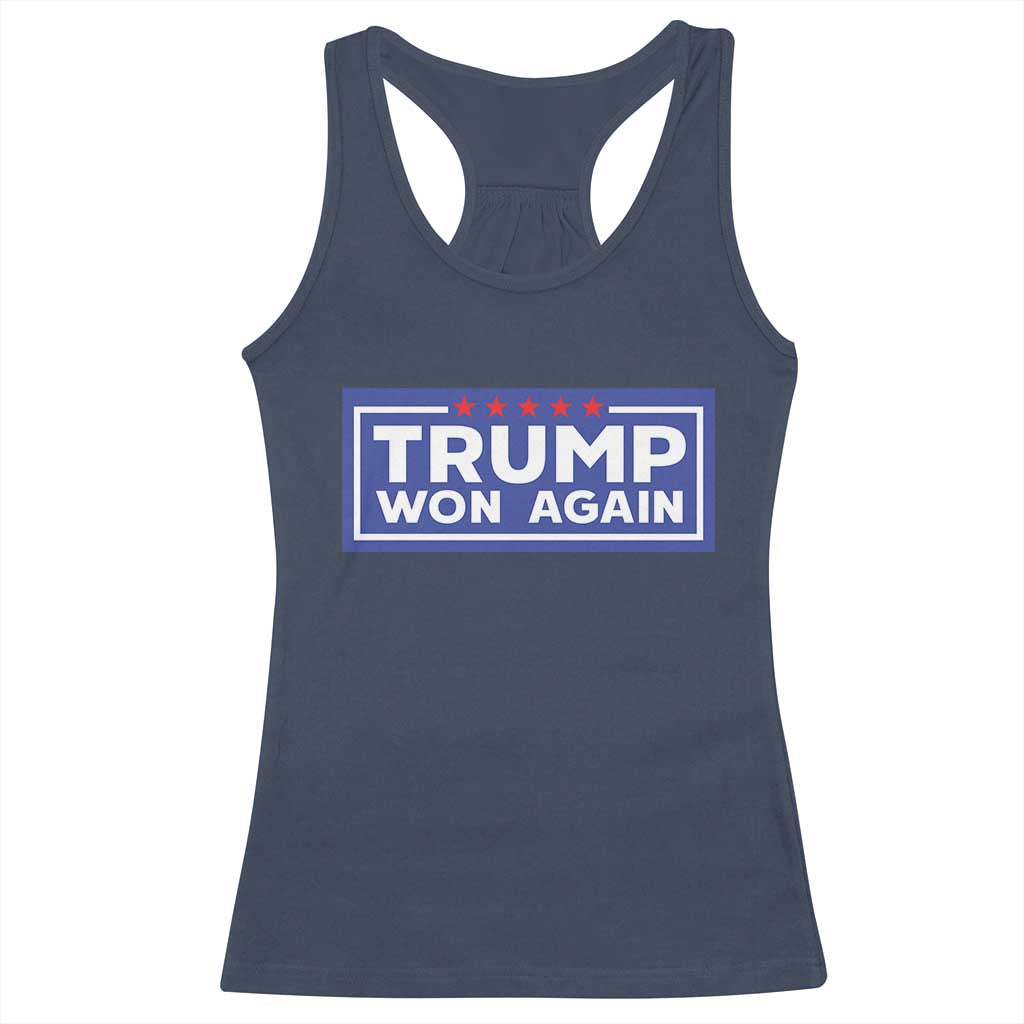Trump Won Again 2024 Racerback Tank Top TS09 Navy Print Your Wear