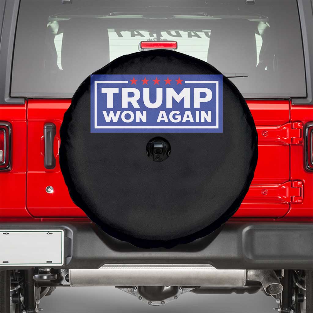 Trump Won Again 2024 Spare Tire Cover TS09 Black Print Your Wear