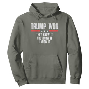 Trump Won 2024 Hoodie They Know It I Know It You Know It TS09 Military Green Print Your Wear