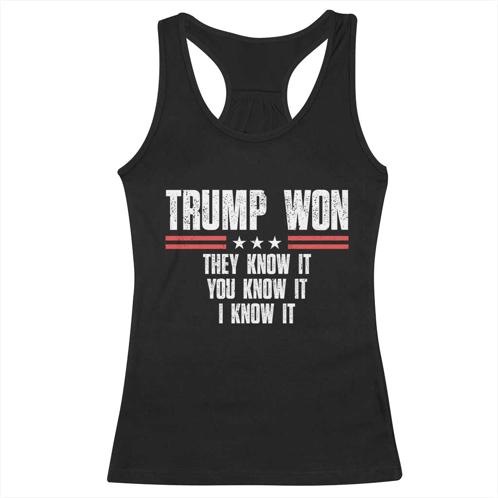 Trump Won 2024 Racerback Tank Top They Know It I Know It You Know It TS09 Black Print Your Wear