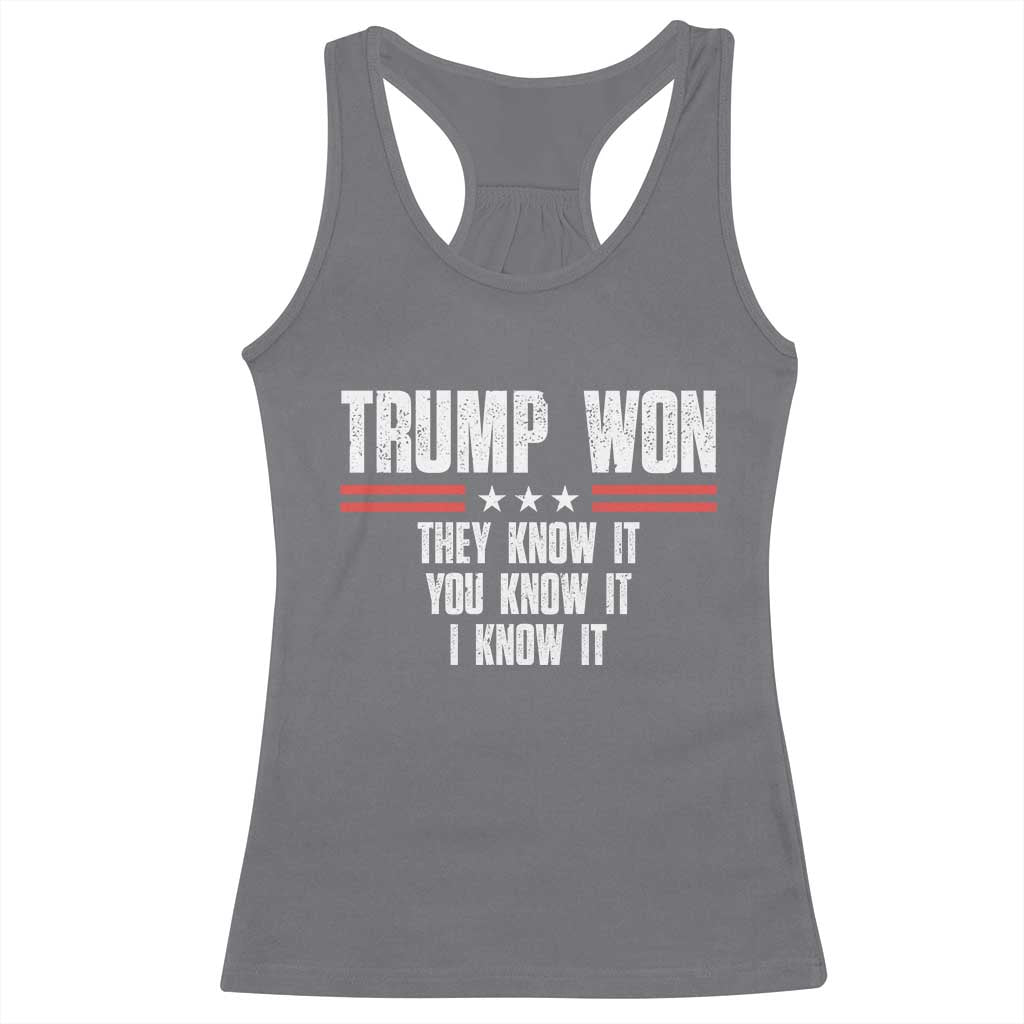 Trump Won 2024 Racerback Tank Top They Know It I Know It You Know It TS09 Charcoal Print Your Wear