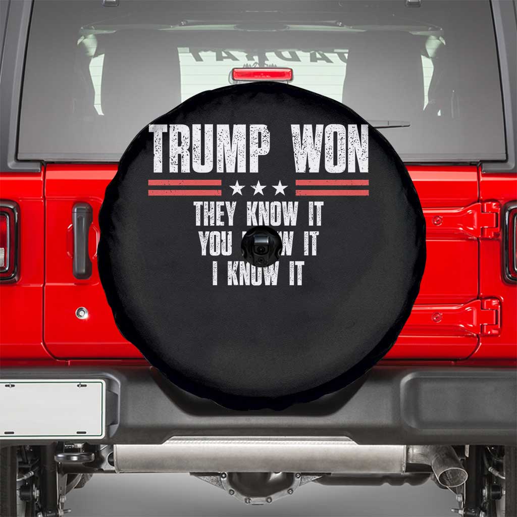 Trump Won 2024 Spare Tire Cover They Know It I Know It You Know It TS09 Black Print Your Wear