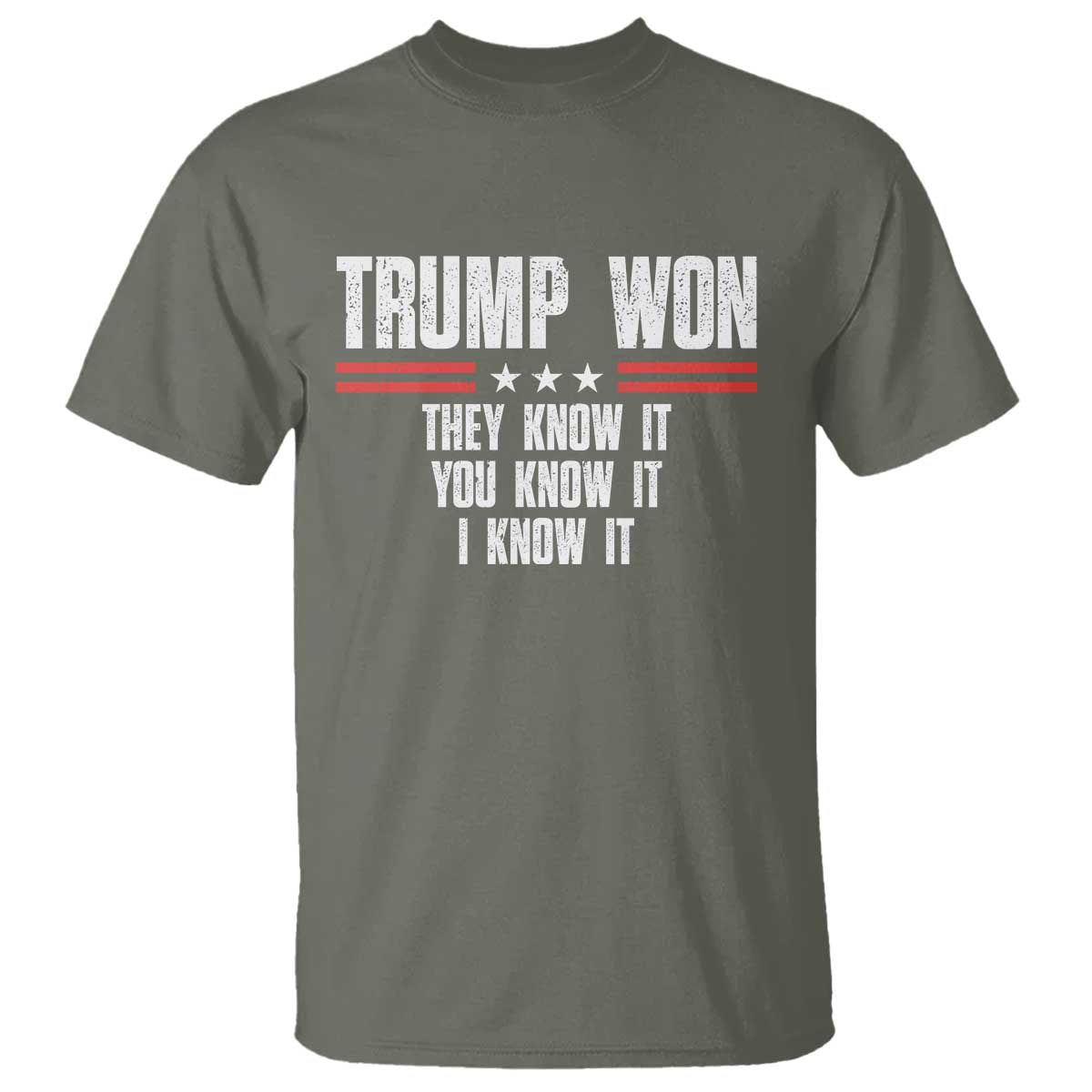 Trump Won 2024 T Shirt They Know It I Know It You Know It TS09 Military Green Print Your Wear