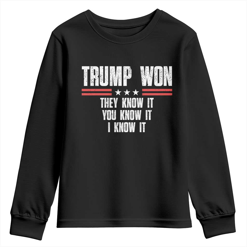 Trump Won 2024 Youth Sweatshirt They Know It I Know It You Know It TS09 Black Print Your Wear