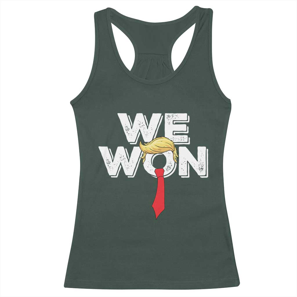 Funny Trump Won 2024 Racerback Tank Top 47th President American Patriotic TS09 Dark Forest Green Print Your Wear