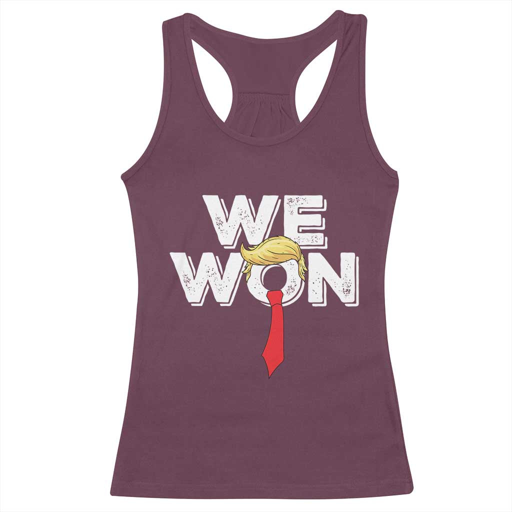 Funny Trump Won 2024 Racerback Tank Top 47th President American Patriotic TS09 Maroon Print Your Wear