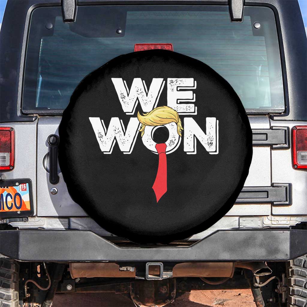 Funny Trump Won 2024 Spare Tire Cover 47th President American Patriotic TS09 No hole Black Print Your Wear