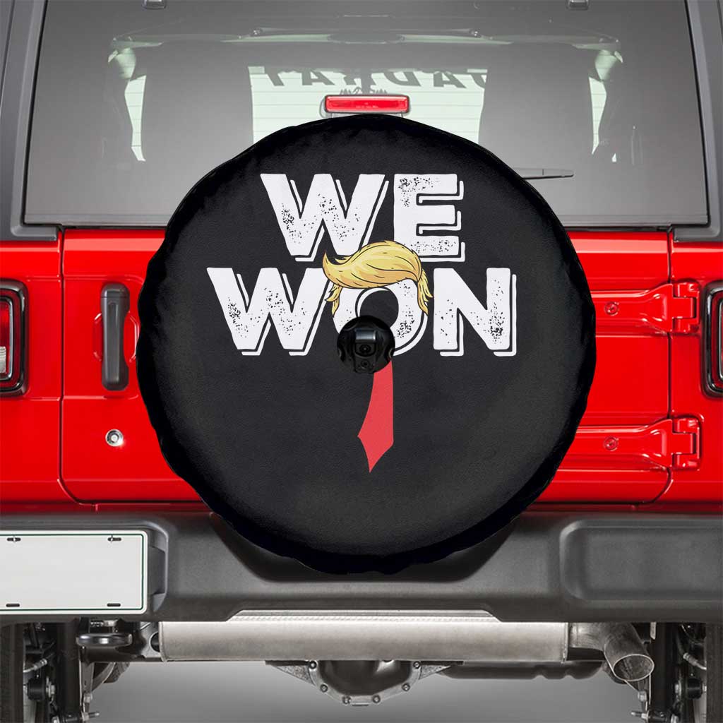 Funny Trump Won 2024 Spare Tire Cover 47th President American Patriotic TS09 Black Print Your Wear