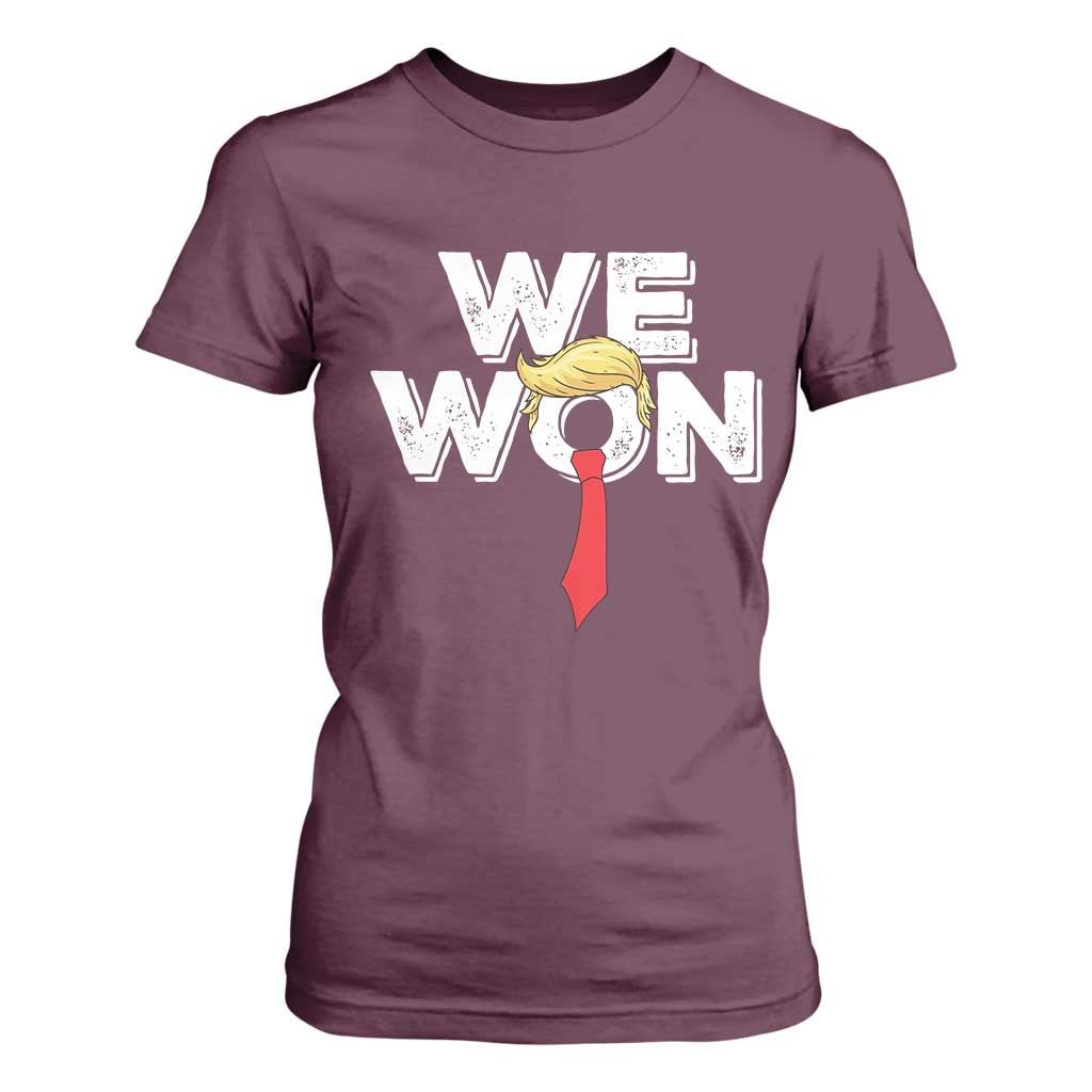 Funny Trump Won 2024 T Shirt For Women 47th President American Patriotic TS09 Maroon Print Your Wear