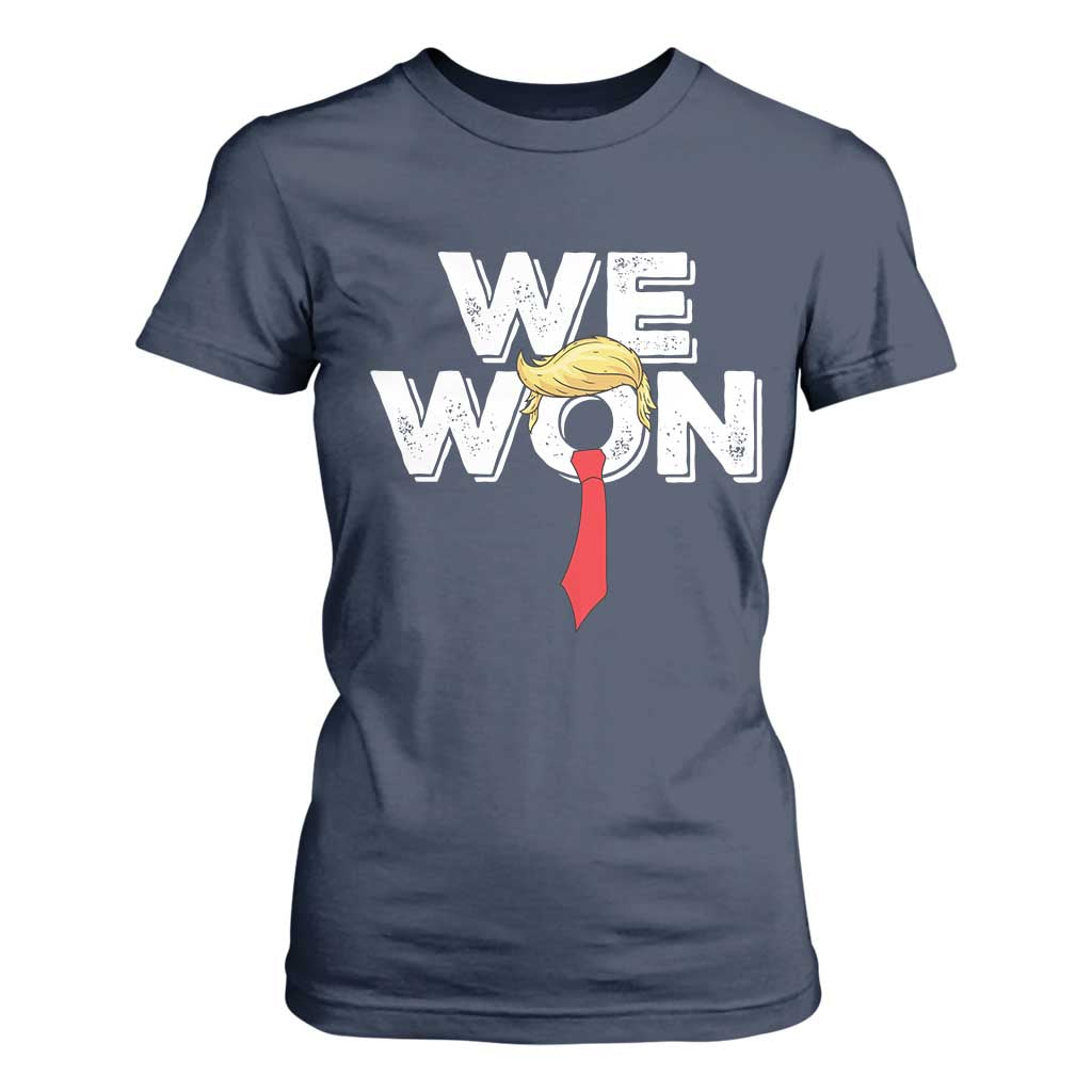 Funny Trump Won 2024 T Shirt For Women 47th President American Patriotic TS09 Navy Print Your Wear
