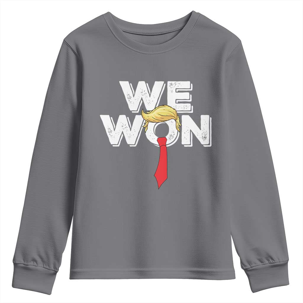 Funny Trump Won 2024 Youth Sweatshirt 47th President American Patriotic TS09 Charcoal Print Your Wear