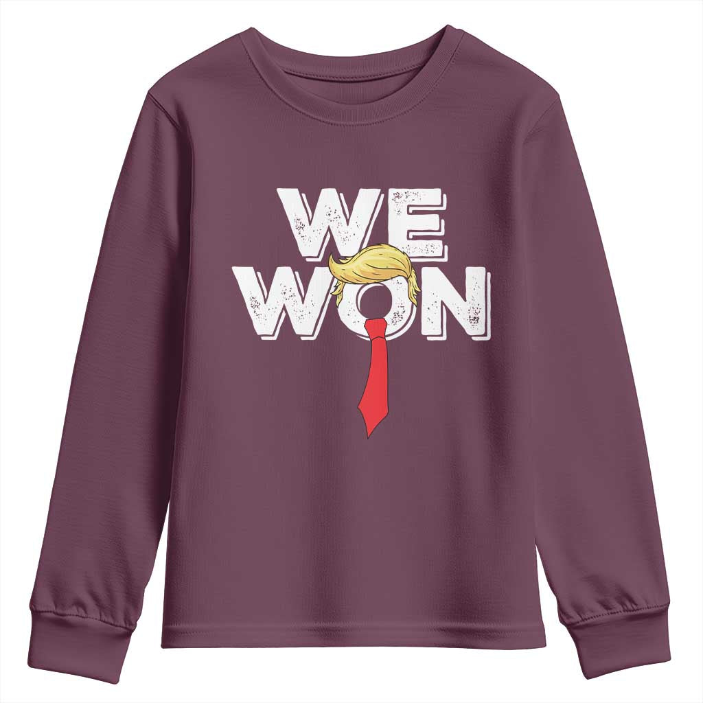 Funny Trump Won 2024 Youth Sweatshirt 47th President American Patriotic TS09 Maroon Print Your Wear