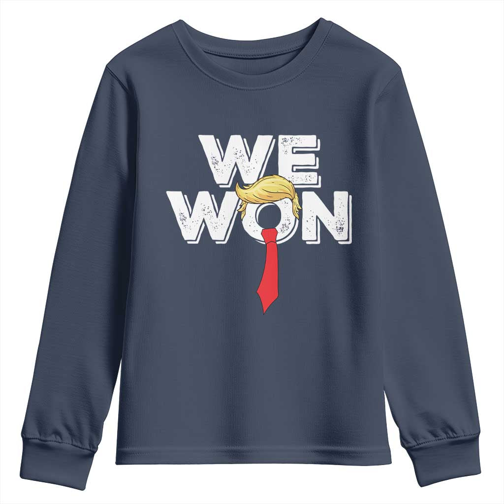 Funny Trump Won 2024 Youth Sweatshirt 47th President American Patriotic TS09 Navy Print Your Wear