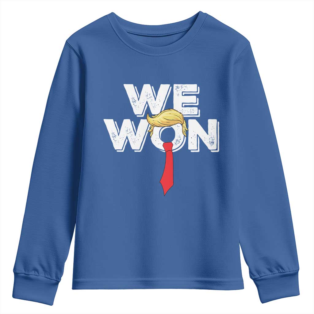 Funny Trump Won 2024 Youth Sweatshirt 47th President American Patriotic TS09 Royal Blue Print Your Wear