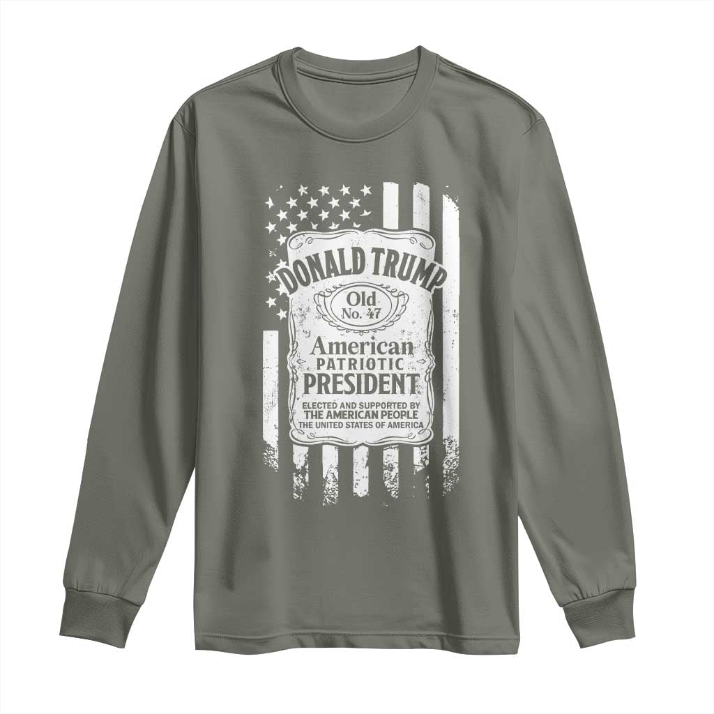 Trump 2024 Long Sleeve Shirt Old No.47 American Patriotic President TS09 Military Green Print Your Wear