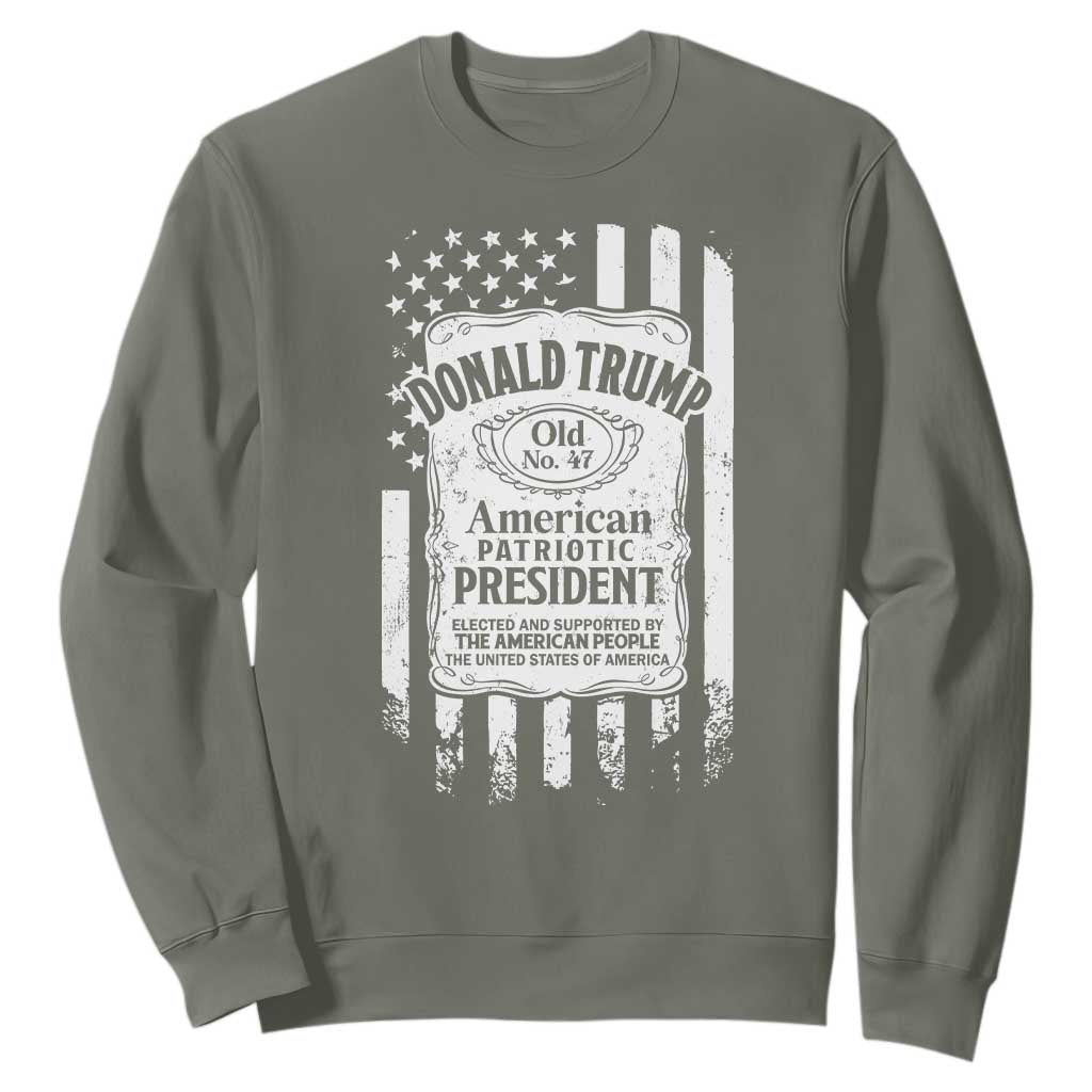 Trump 2024 Sweatshirt Old No.47 American Patriotic President TS09 Military Green Print Your Wear