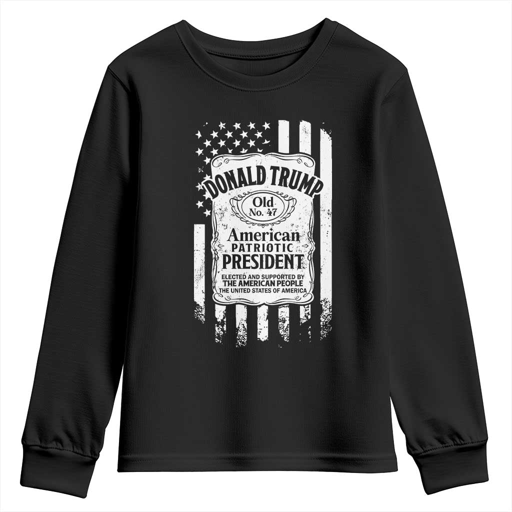 Trump 2024 Youth Sweatshirt Old No.47 American Patriotic President TS09 Black Print Your Wear