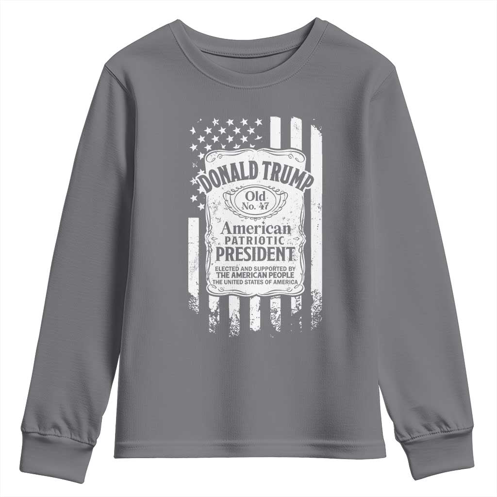 Trump 2024 Youth Sweatshirt Old No.47 American Patriotic President TS09 Charcoal Print Your Wear