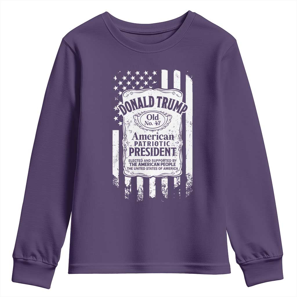 Trump 2024 Youth Sweatshirt Old No.47 American Patriotic President TS09 Purple Print Your Wear