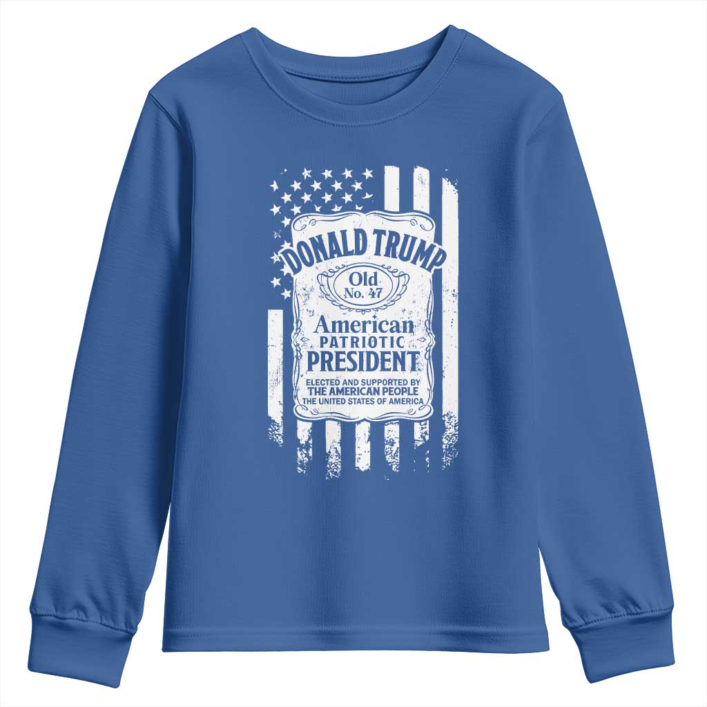 Trump 2024 Youth Sweatshirt Old No.47 American Patriotic President TS09 Royal Blue Print Your Wear